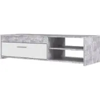 Sonstiges PILVI Meuble TV contemporain - Béton blanc et gris clair - L 120 x P 42,1 x H 31,8 cm