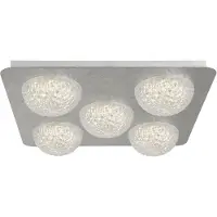 Searchlight CELESTIA LUMIÈRE DE PLAFOND LED 5 flammes - SILVER LEAF mit CLEAR ACRYLIC
