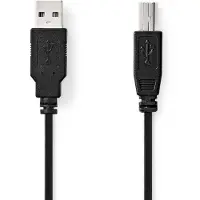 Nedis Câble USB - USB 2.0 - USB-A mâle - USB-B mâle - 480 Mbps - Nickelé - 3,00 m - Rond - PVC - Noir - Boîte