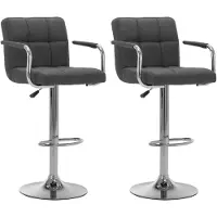 vidaXL Tabouret de bar 2 pcs. Tissu gris foncé