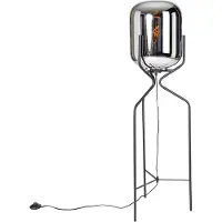 QAZQA Lampadaire design noir avec verre fumé - Bliss
