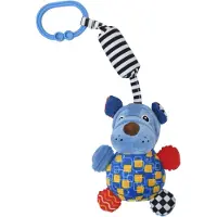 Lorelli Bébé peluche clochette, hochet, anneau en C, zones de plissement, dès la naissance bleu