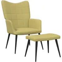 vidaXL Fauteuil relax avec pouf Vert Tissu