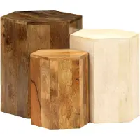 vidaXL Ensemble de 3 tables basses en bois massif de manguier