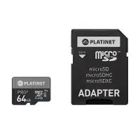 Platinet PMMSDX64UIII carte mémoire MicroSDXC UHS-III (64 Go, microSDXC, U3, UHS-III), Carte mémoire, Noir