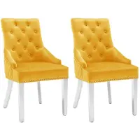 vidaXL Chaise de salle à manger 2 pcs. Jaune velours