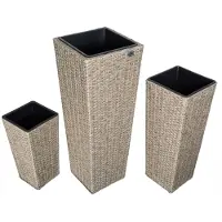 Casaria Set de 3 pots de fleurs crême résine tressée