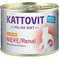 Kattovit Feline Diet Renal Nourriture humide au poulet pour les chats souffrant de problèmes rénaux 12x185 g
