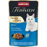 Animonda Vom Feinsten Vom Feinsten Fines mit Filets Adult Poulet et filet de merlan nourriture humide pour chats 24x85g