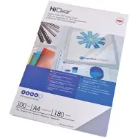 GBC HiClear - A4 (210 x 297 mm) - 180 micromètres - clair - 100 unités couverture à reliure PVC