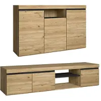 Skraut Home Set Naturale Buffet-Meuble Tv 160cm Chêne Noir
