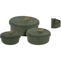 Koopman Paniers de rangement décoratifs, couvercle en jute, 3 pièces