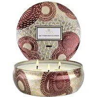 Voluspa Japonica Holiday Gilt Pomander & Hinoki bougie parfumée en métal 297 g