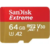 SanDisk Extreme, 64 Go, MicroSDXC, classe 10, UHS-I, 170 Mo/s, 80 Mo/s