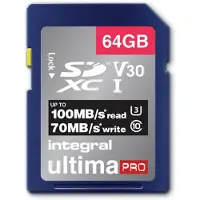 Integral MEMORY Premium High Speed SDHC/XC V30 UHS-I U3 Carte SDXC 64GB