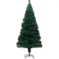 vidaXL Sapin de Noël artificiel avec support vert 240 cm fibre optique