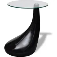 vidaXL Table basse avec plateau rond en verre noir brillant