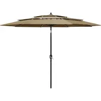 vidaXL Parasol avec mât en aluminium 3 couches Taupe 3 m