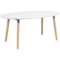 Actona PKline Table de salle à manger extensible en chêne Table de cuisine blanche