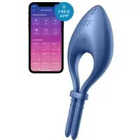 Satisfyer Bullseye - Anneau pénien vibrant connecté via application, pour hommes (bleu)