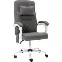 vidaXL Chaise de bureau de massage Gris similicuir - Chaises de bureau