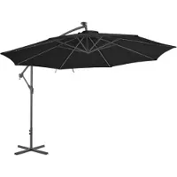 vidaXL Parapluie avec éclairage LED Mât en acier noir 350 cm