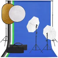 vidaXL Kit studio photo avec éclairage, fond et réflecteur