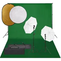vidaXL Kit de studio photo avec éclairage toile de fond et réflecteur