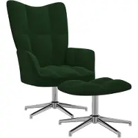 vidaXL Fauteuil relax avec pouf vert foncé velours
