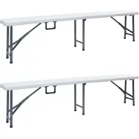 vidaXL Bancs de jardin pliants 2 pcs. 180 cm HDPE blanc