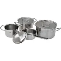 Fissler Original-Profi Collection / Set de casseroles en acier inoxydable, 4 pièces, Casseroles avec couvercle en métal (3 casseroles, 1 marmite sans couvercle) - Induction