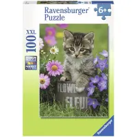 Ravensburger Puzzle XXL 100p Chaton parmi les fleurs