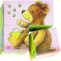 Goki Houten Blokpuzzle Babydieren (4 pièces)