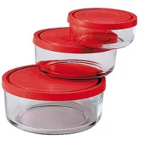 Cookinglife 1 X SET DE ReCIPIENTS EN VERRE RONDS GELO BOX couvercle en plastique rouge