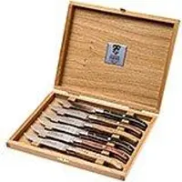 Claude Dozorme Laguiole Coffret de couteaux à steak 6 pièces, bois variés