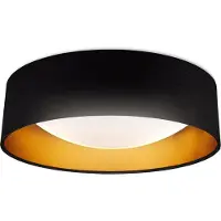 B.K.Licht Plafonnier LED avec abat-jour textile Ø400mm rond 18W 2200lm 4000K lumière blanche neutre noir or lampe plafond salon chambre couloir