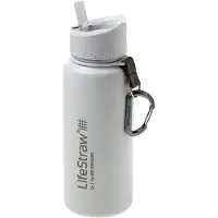 LifeStraw Stainless Steel Water Filter Bottle Go 700ml Blanc