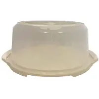 DOBENO Housse à gâteaux "Keep-Fresh-Container", blanc, se ferme avec des poignées latérales, Matériau : PP, Boîte à gâteau, Blanc, Transparent