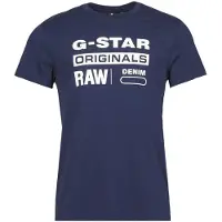 G-Star T-Shirt 'Graphic 8' bleu foncé / blanc