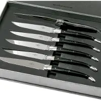 Laguiole , set de 6 couteaux à steak corne noire, T62MINBN