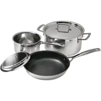 Le Creuset 3-PLY SET DE CUISINE 3 PCS., Poêle + casserole, Argent