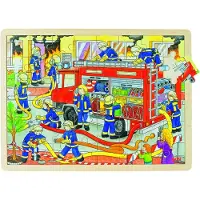 Goki Puzzle en bois - - GK-57527 - 48 pièces - Thème pompiers - 30 x 40 cm