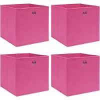 vidaXL Boîtes de rangement 4 pcs. Rose 32x32x32 cm Tissu