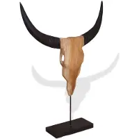 vidaXL Sculpture de crâne de taureau teck 66x15x88 cm
