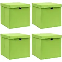 vidaXL Boîtes de rangement avec couvercles 10 pcs. Vert 32x32x32 cm Tissu