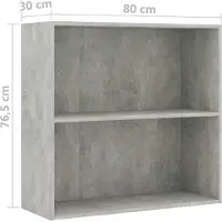 vidaXL Bibliothèque à 2 niveaux gris béton bois d'ingénierie