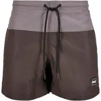 Urban Classics Shorts de bain brun foncé / gris / blanc