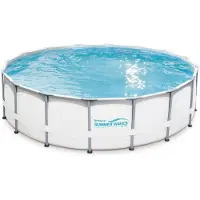 Summer Waves Piscine tubulaire ronde 488 x 122 cm avec pompe à sable, échelle, bâche de protection, tapis de sol et kit d’entretien