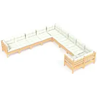 vidaXL 10-tlg. Set de salon de jardin avec baisers en crème Kiefernholz