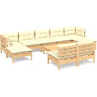 vidaXL 10-tlg. Set de salon de jardin avec baisers en crème Kiefernholz